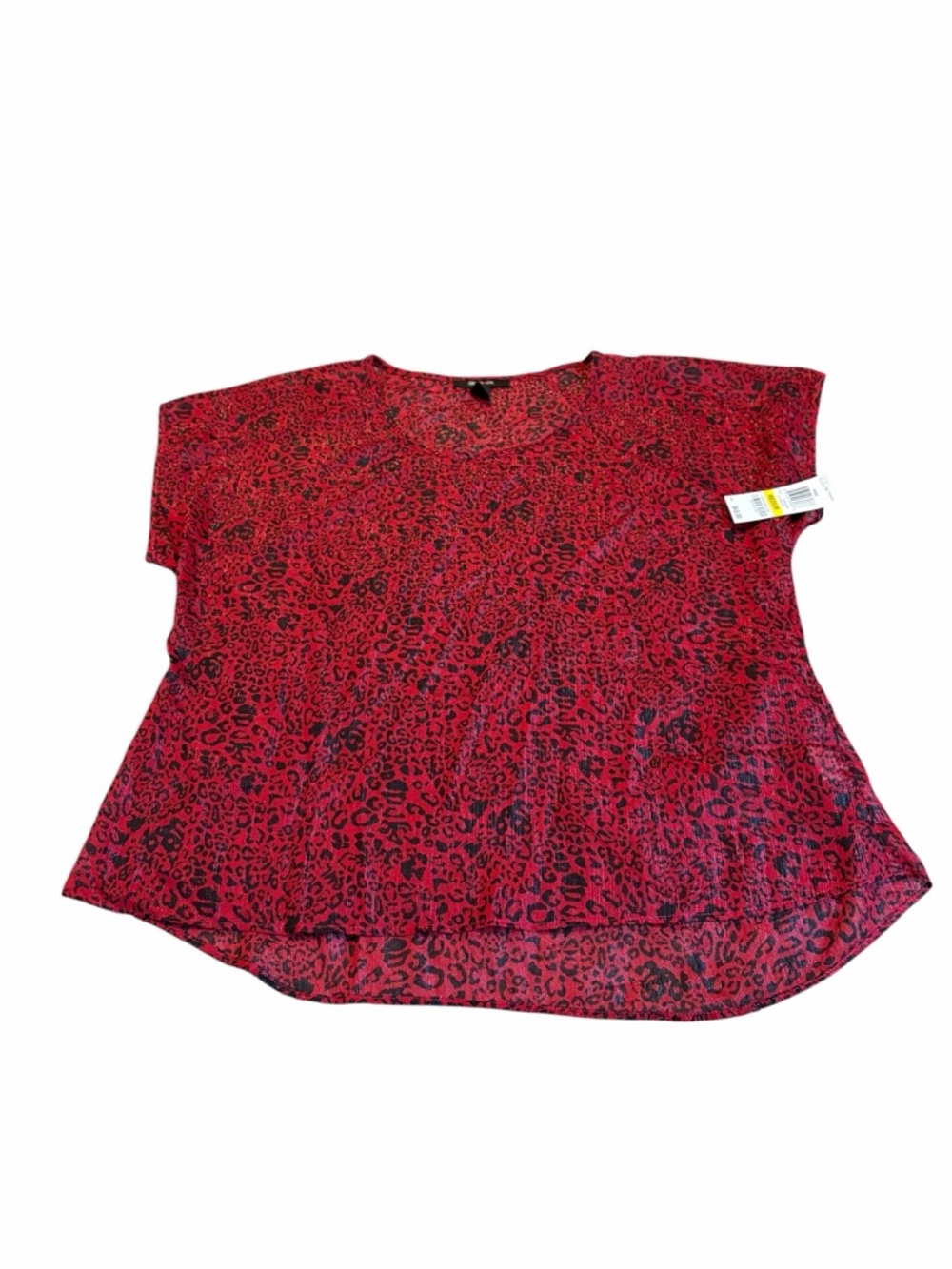 STYLE & CO sheer red and black leopard print blouse nwt